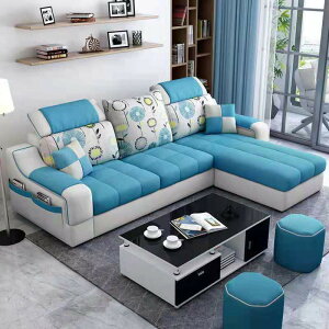 布藝沙發小戶型現代簡約科技布客廳家用出租房三人位組合家具