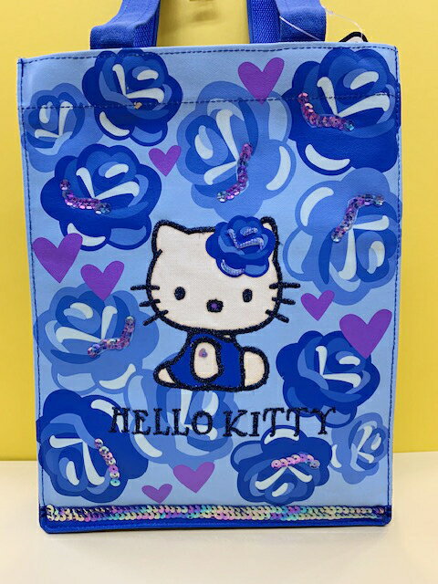 【震撼精品百貨】Hello Kitty 凱蒂貓 Sanrio HELLO KITTY手提袋/收納袋-玫瑰花藍#89962 震撼日式精品百貨
