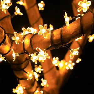 聖誕燈飾 led小燈串太陽能櫻花燈串室外陽臺花園彩燈戶外露營燈光氛圍燈