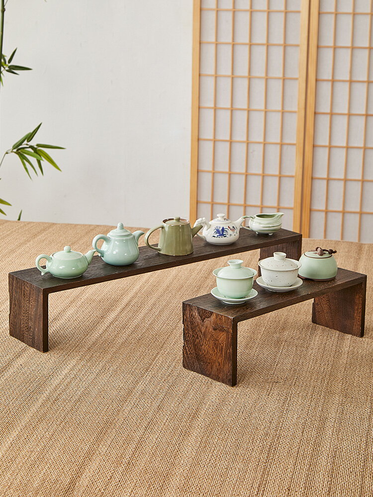 實木桌上小型博古架紫砂壺茶具茶杯收納架客廳茶室桌面置物架茶盤