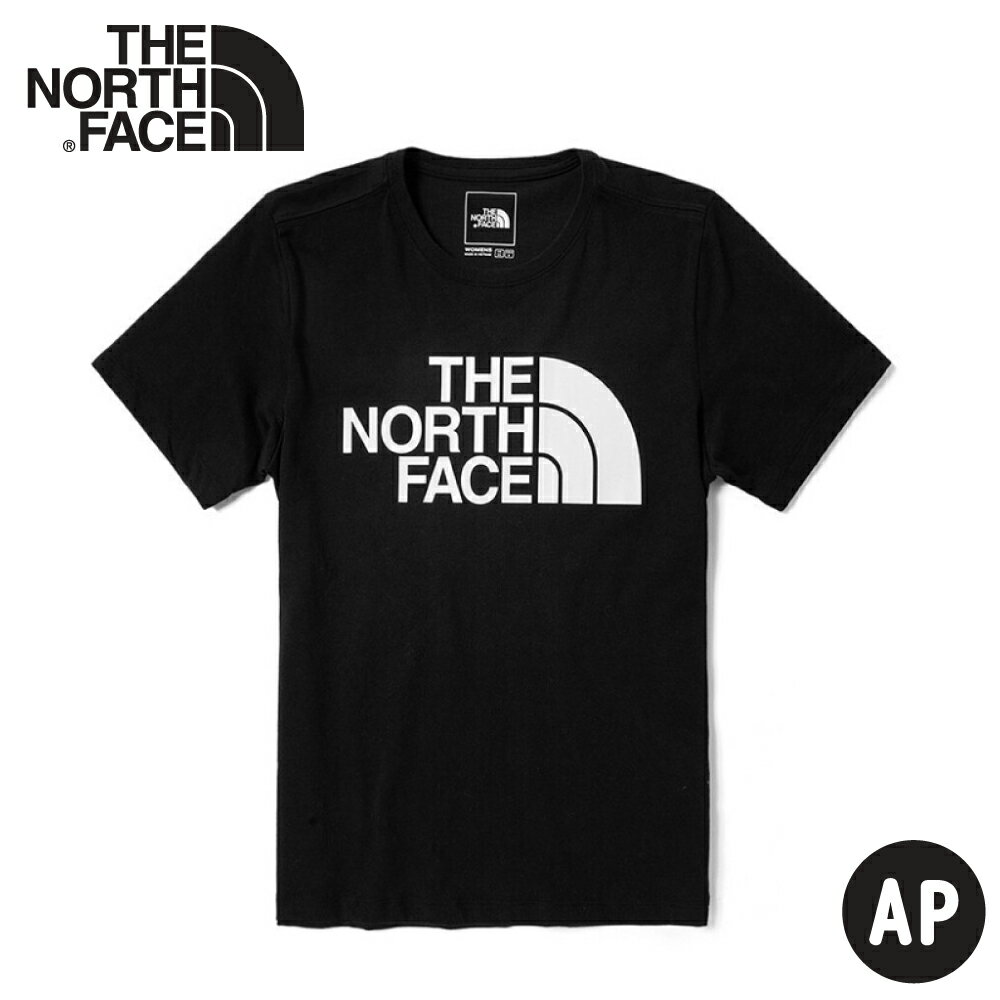 【The North Face 女 LOGO短袖上衣《黑》】4U8K/排汗快乾/運動衣/圓領衣/休閒衣