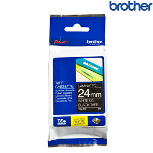 Brother兄弟 TZe-355 黑底白字 標籤帶 標準黏性護貝系列 (寬度24mm) 標籤貼紙 色帶