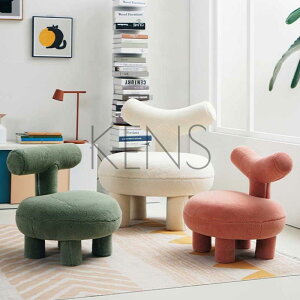 【KENS】沙發 沙發椅 北歐家用客廳小戶型沙發椅簡約創意羊羔絨可愛椅民宿靠背矮凳