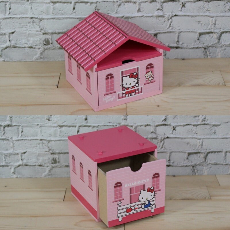 🌟媽媽買🌟 Kitty 木製 房屋收納盒/Kitty 木製 房屋積木盒