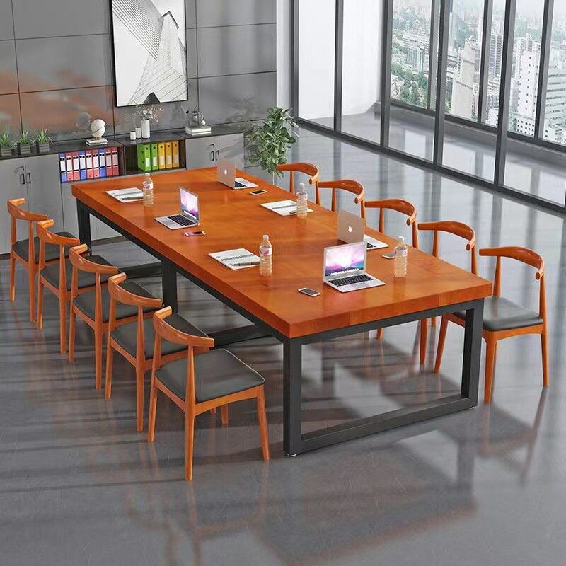 APP下單享點數9% 簡約現代實木客廳桌子辦公室會議桌大型培訓洽談辦公桌工作臺桌椅