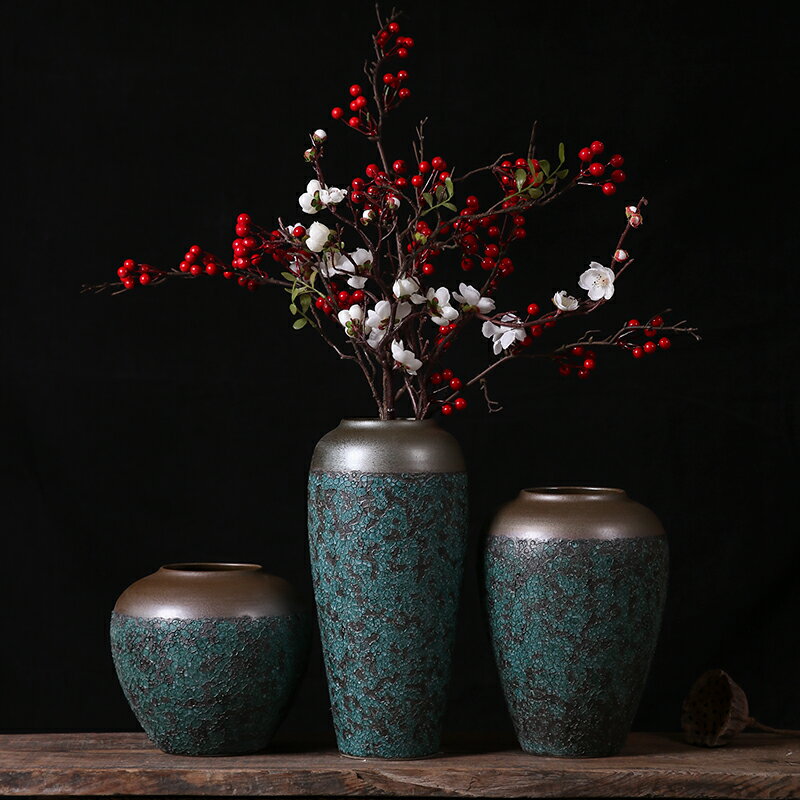 景德鎮新中式禪意陶瓷花瓶擺件玄關客廳電視柜茶道室插干花裝飾品