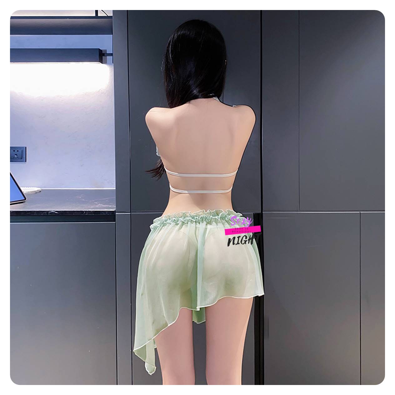 《H7571》薄荷曼波仙子透視分體裝