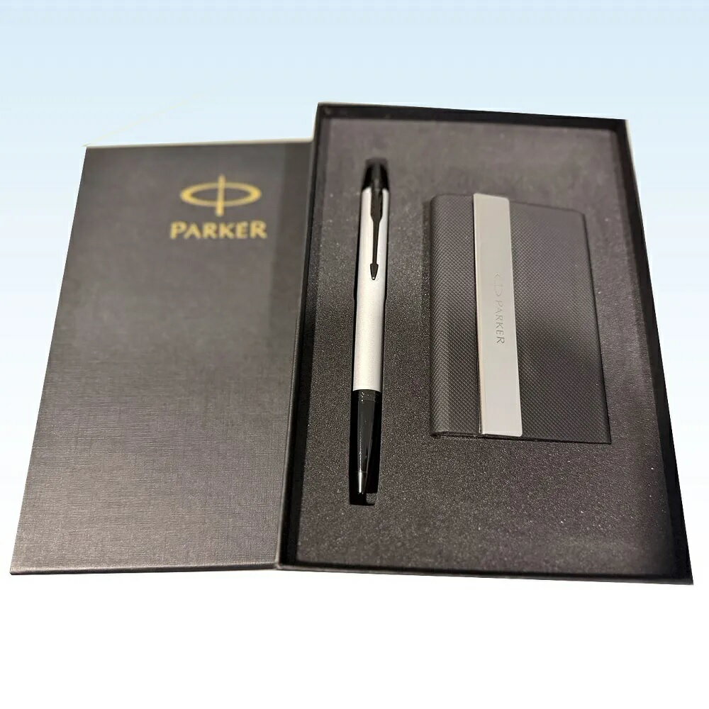 PARKER 派克 新IM 經典系列 內斂灰原子筆+磁性名片盒禮盒