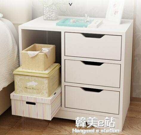 床頭櫃置物架簡約現代小型臥室經濟型收納櫃仿實木儲物簡易小櫃子 hmez610