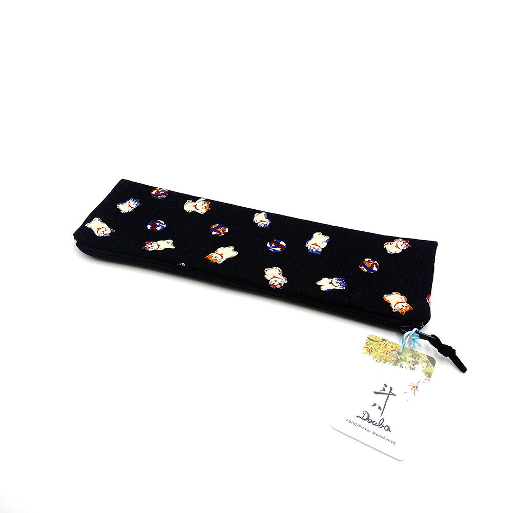 斗八布藝x覓品竹北手作店-筷袋/餐具袋/環保吸管袋-小貓與繡球 1