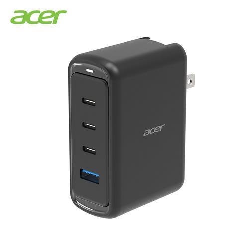 Acer 100W 氮化鎵GaN USB-C 四孔3C1A電源供應器-黑色