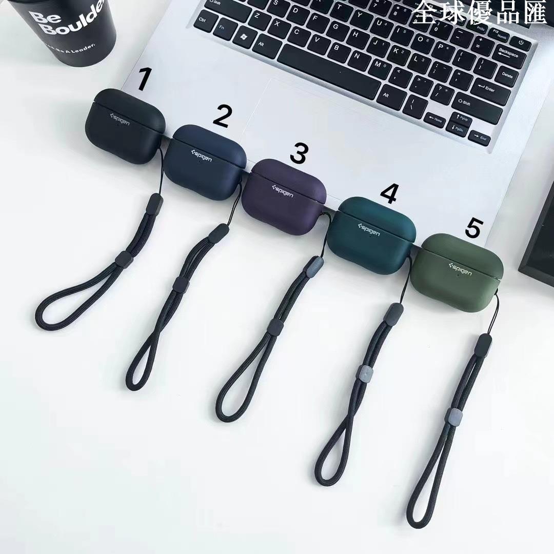 【全球優品匯】Spigen 掛繩矽膠耳機殼適用於airpods 4/3/2/1代耳機套防摔潮牌時尚超酷藍牙耳機保護殼airpods pro 2
