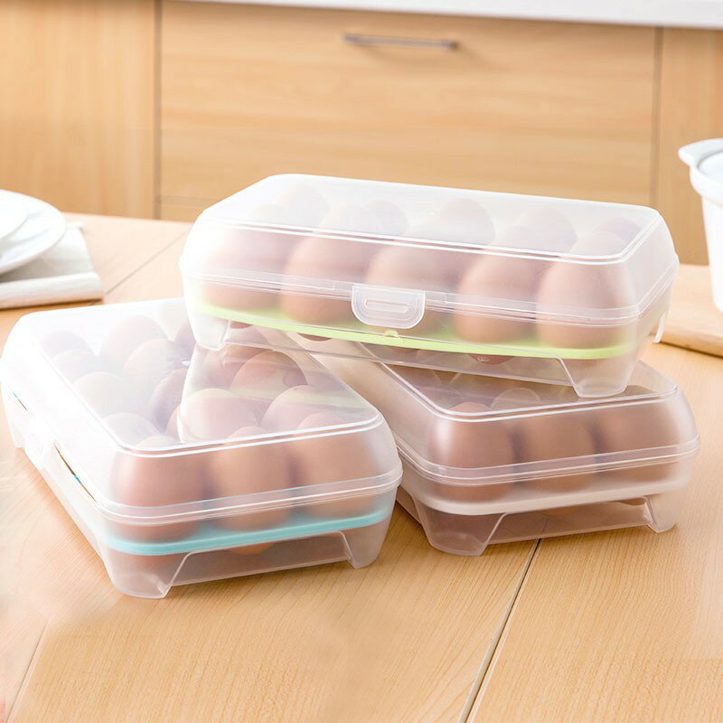 可堆疊雞蛋保鮮盒【Y005】台灣出貨 居家 15格大容量透明雞蛋盒 雞蛋格 塑料收納盒 食物保鮮盒 冰箱收納