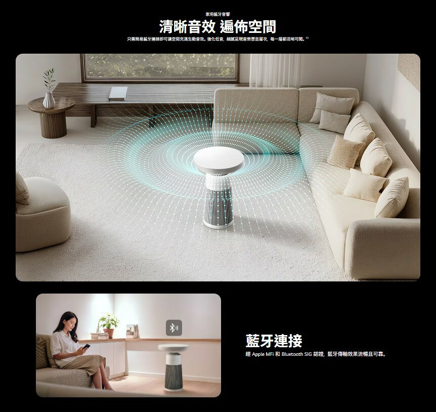 【LG/樂金】PuriCare™ AeroSpeaker 空氣清淨機 小蘑菇 AS201SHU0 3
