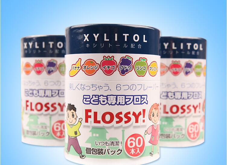 日本阿卡將 XYLITOL FLOSSY 木醣醇 兒童牙線/水果牙線 60支入 獨立包裝 1歲起