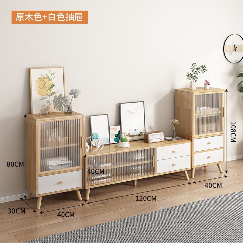免運/快速出貨 實木電視櫃北歐現代簡約小戶型家用電視機櫃客廳玻璃門矮櫃落地櫃