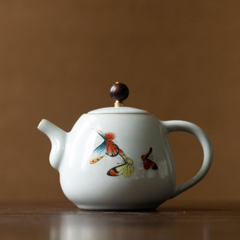 汝窯茶壺陶瓷開片可養過濾家用功夫茶具中式泡茶壺大容量單個高檔