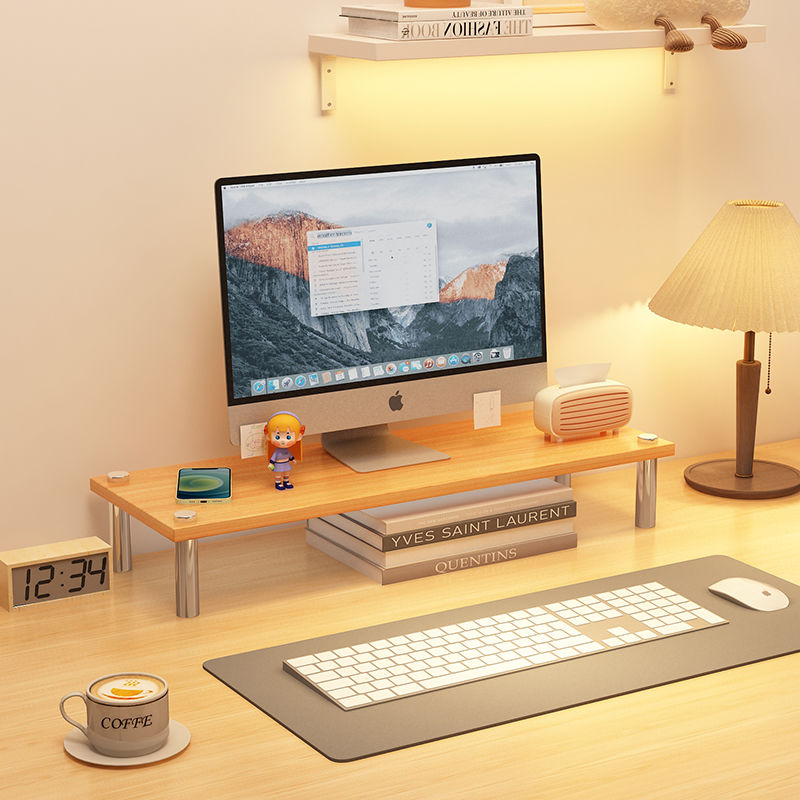 桌上型螢幕增高架 電腦顯示器增高架實木托架墊高架辦公室臺式支架抬高價桌面收納架