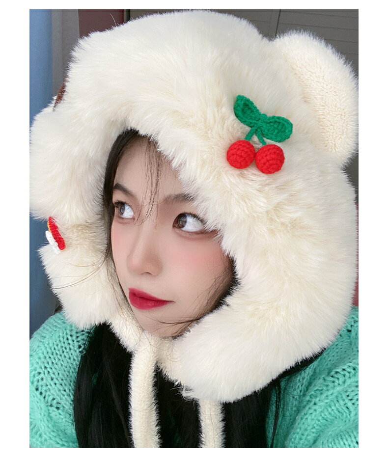 百搭可愛手工毛線少女櫻桃胸針配飾圍巾帽子毛衣裝飾品別針日系 5