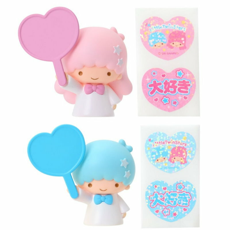 asdfkitty*三麗鷗 藍盒 雙子星2入 應援扇造型夾子 手指玩偶 附貼紙-名片夾 相片夾-日本正版商品