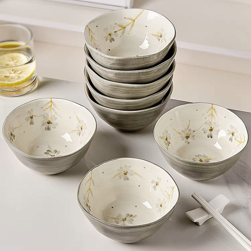 餐具 家用陶瓷餐具米飯碗簡約小碗北歐風創意個性大湯碗面碗沙拉碗盤子-快速出貨