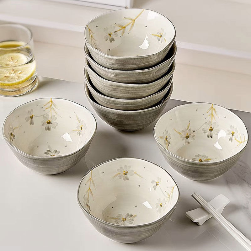 餐具 家用陶瓷餐具米飯碗簡約小碗北歐風創意個性大湯碗麵碗沙拉碗盤子-快速出貨