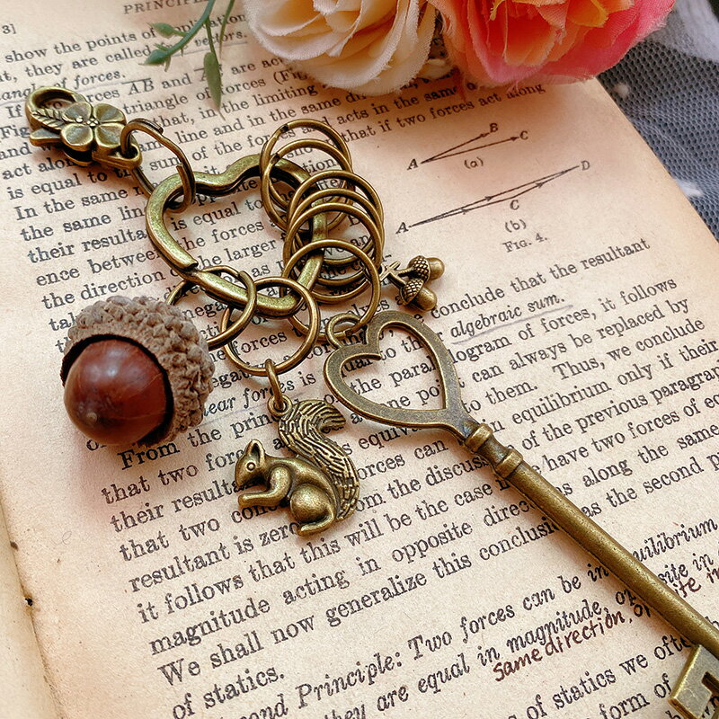 復古文藝手工創意生日禮物橡果鑰匙扣男鑰匙環圈學生小禮品ins女 1