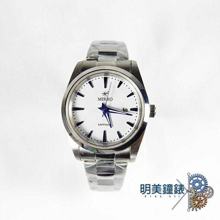 ◆明美鐘錶眼鏡◆MIRRO米羅/6960L-23615/簡單日期窗格藍寶石水晶鏡面-藍色指針(小)