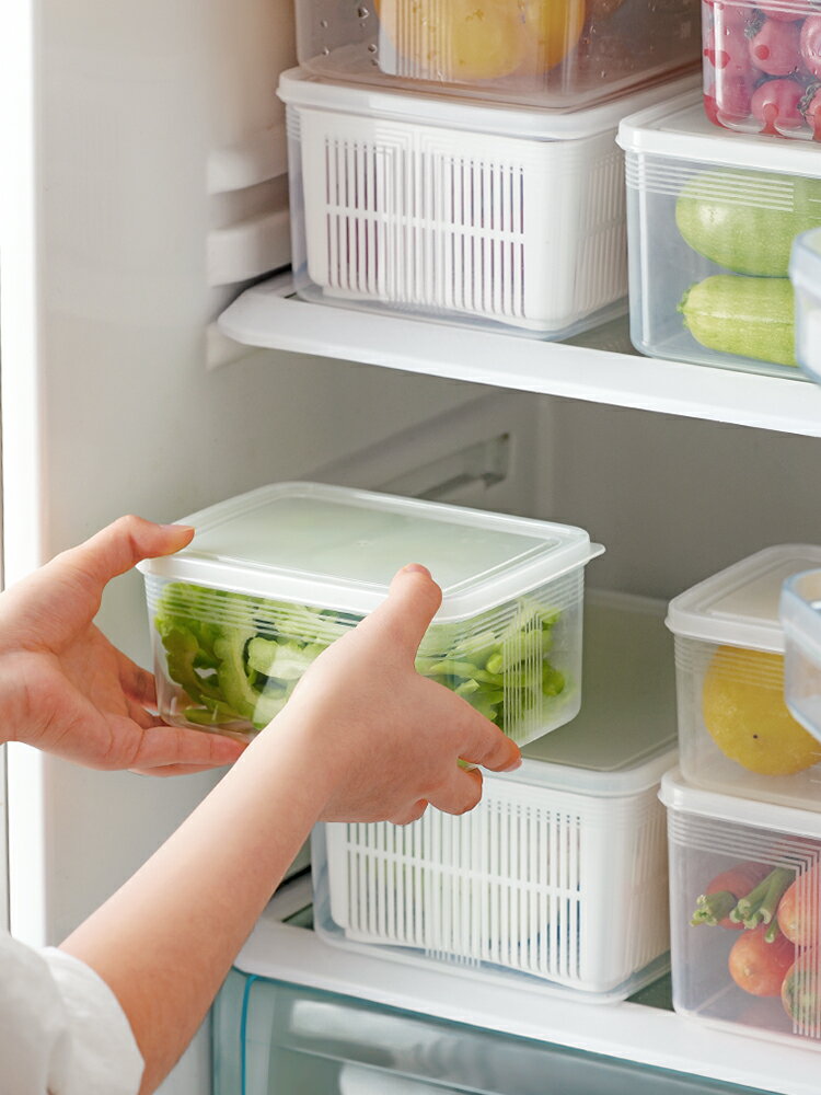 多功能冰箱保鮮盒塑料廚房食品級冷凍儲物盒大容量密封水果收納盒