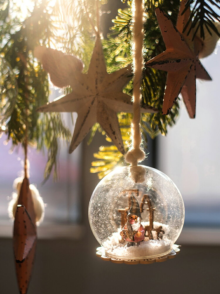 掬涵Christmas實木圣誕樹掛件裝飾吊球擺件輕奢櫥窗桌面INS少女心