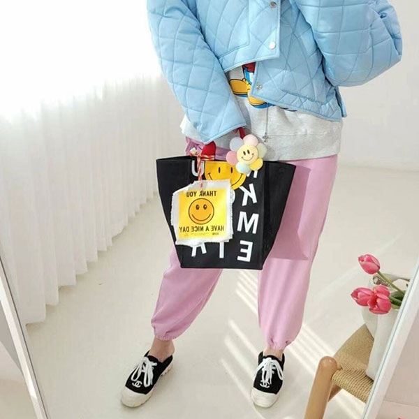 ANNAS 正韓笑臉帆布包包包微笑字母手提包購物袋韓國 4