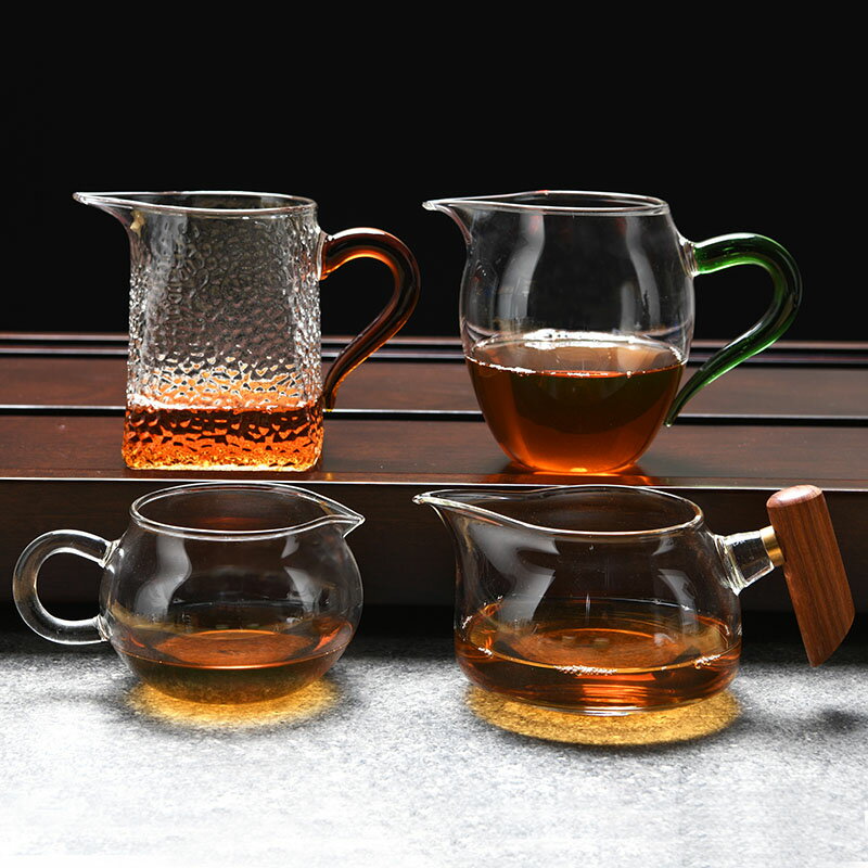 玻璃公道杯 公杯 茶漏 套裝加厚耐熱茶海一體分茶器功夫 茶具配件