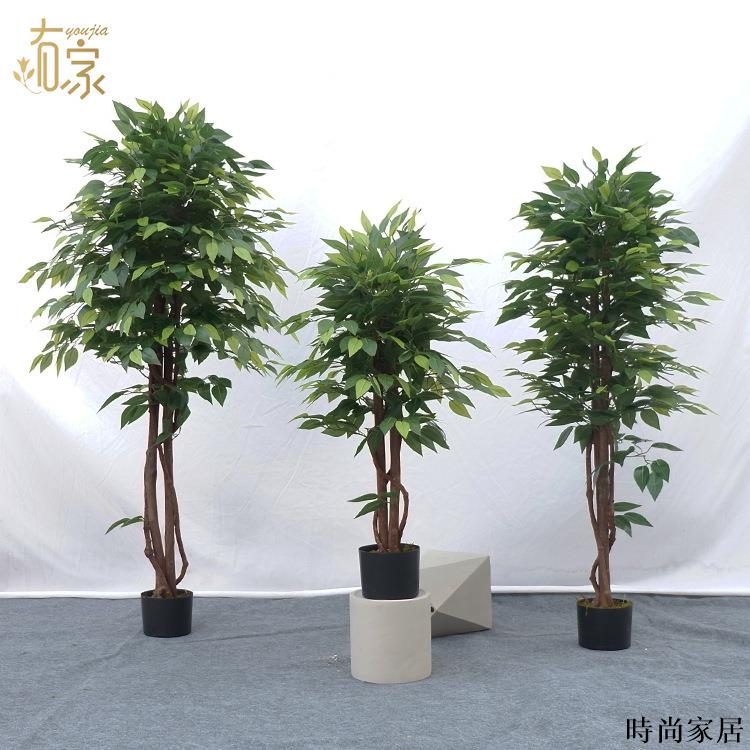 免運 附發票 工廠直銷 模擬樹 模擬擺件 綠植廠家直銷模擬榕樹盆栽室內裝飾擺件植物大型落地假樹盆景可定製WW0720