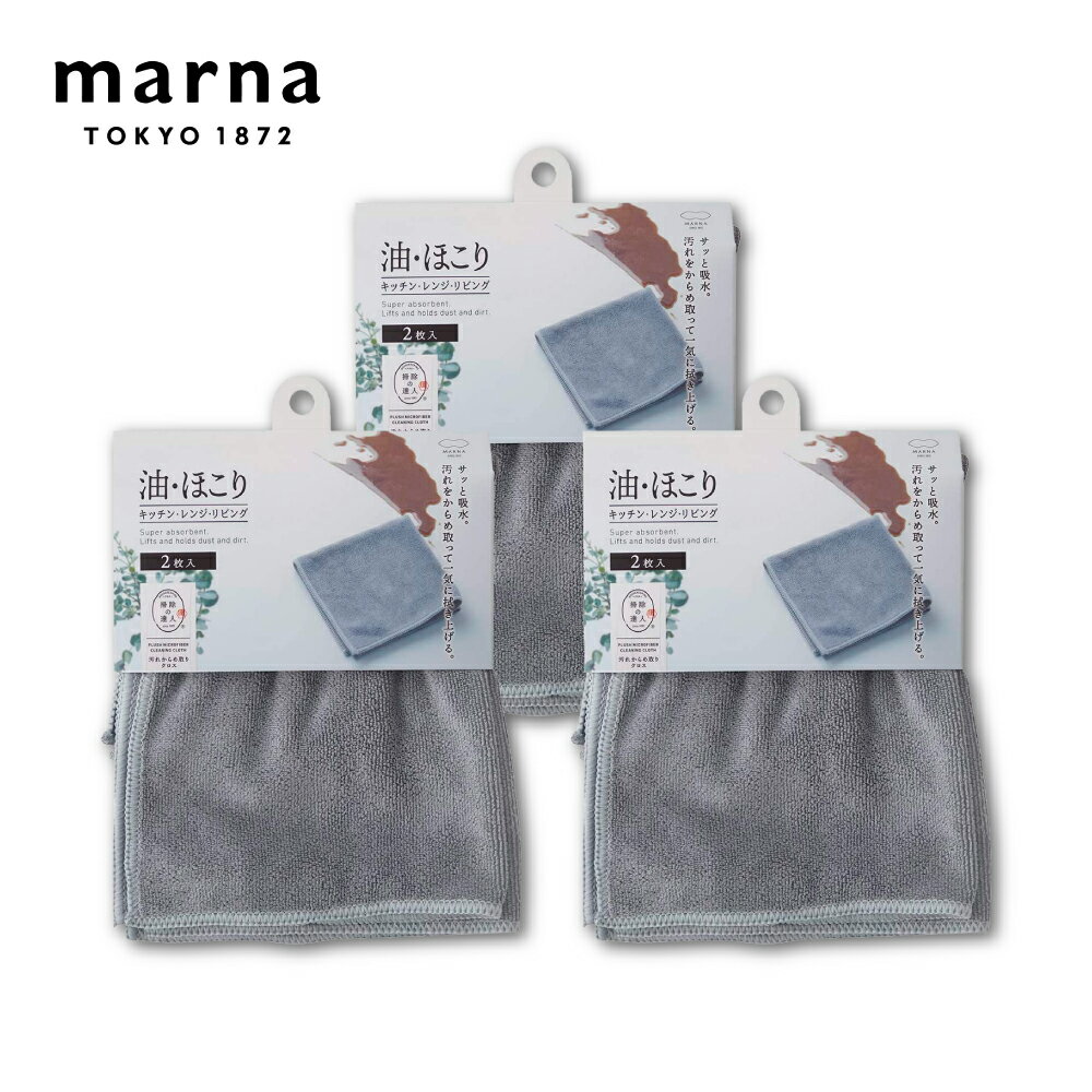 【MARNA】日本進口超細纖維吸水抹布(2入/組)-共3組(原廠總代理)