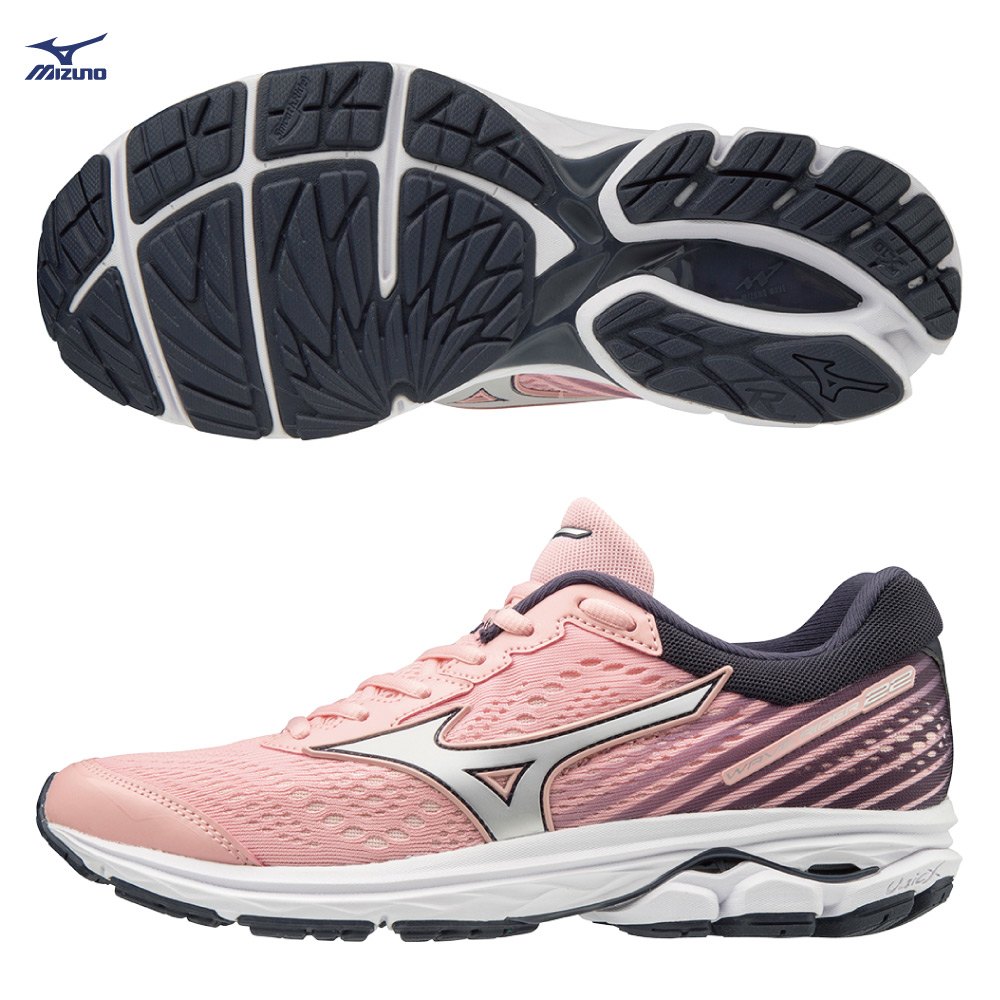 MIZUNO WAVE RIDER 22 女鞋 慢跑 多功能 避震 耐磨 透氣 粉 銀【運動世界】J1GD183174