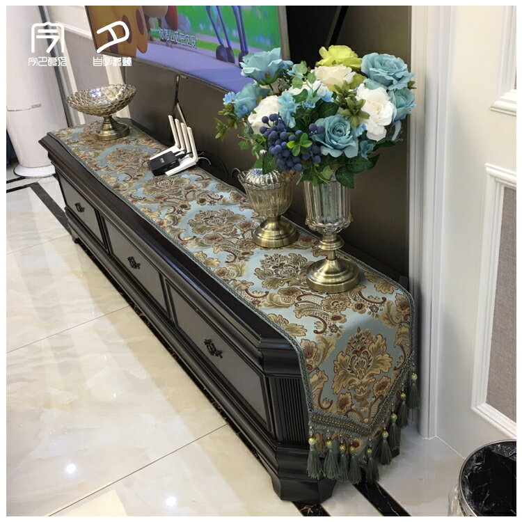 桌旗 茶桌布 桌旗美式茶几布北歐式餐桌布奢華高檔床旗現代簡約茶席電視櫃蓋布『cyd13210』