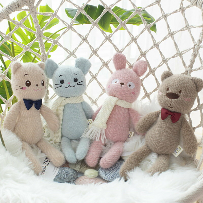 可愛布藝玩偶兔子毛絨玩具小熊老鼠貓咪公仔布偶娃娃嬰兒安撫玩偶