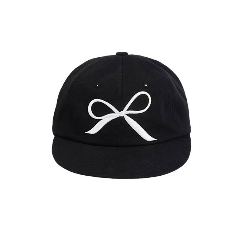 ANNAS 韓國黑色蝴蝶鴨舌帽 蝴蝶結帽子 蝴蝶結棒球帽 刺繡蝴蝶結帽 1