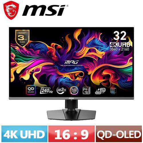 MSI微星 32型 MPG 321URX QD-OLED 4K平面電競螢幕