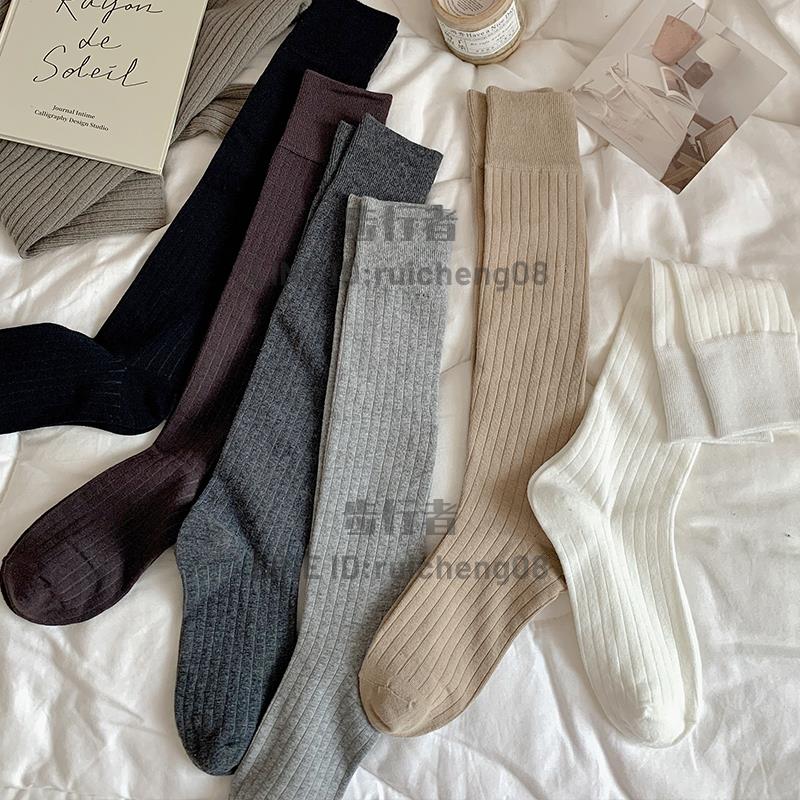 小腿襪灰色純棉春秋堆堆襪高筒襪子女及膝襪秋冬深灰色秋季長筒襪【步行者戶外生活館】