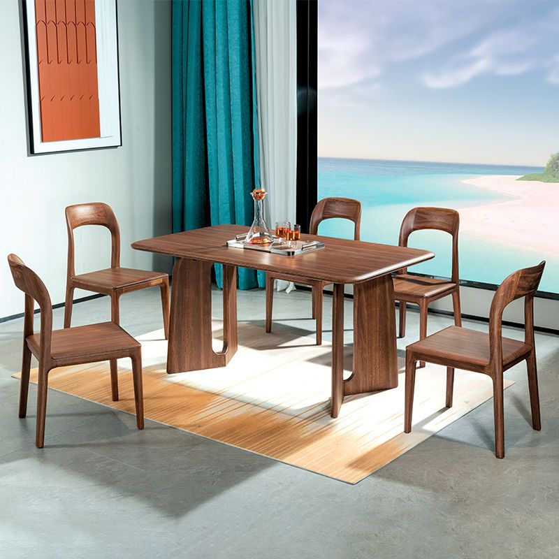 新中式實木餐桌烏金木餐廳家具餐椅現代簡約輕奢餐臺飯桌餐桌椅