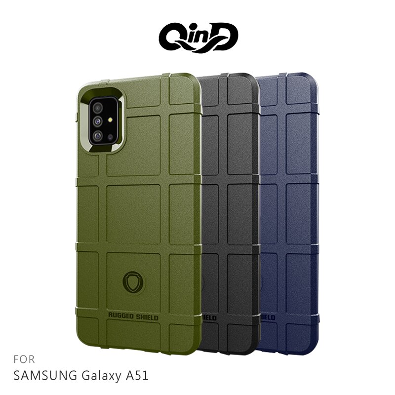 QinD SAMSUNG Galaxy A51 戰術護盾保護套 背蓋式 手機殼 鏡頭加高 保護套 手機殼【APP下單4%點數回饋】