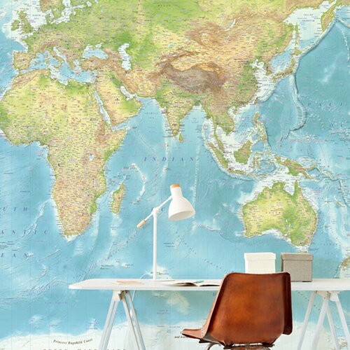 F11g 364196 World Map 荷蘭期貨影像大圖壁紙世界地圖青少年男孩女孩房 Deco Inn設計傢飾 Rakuten樂天市場