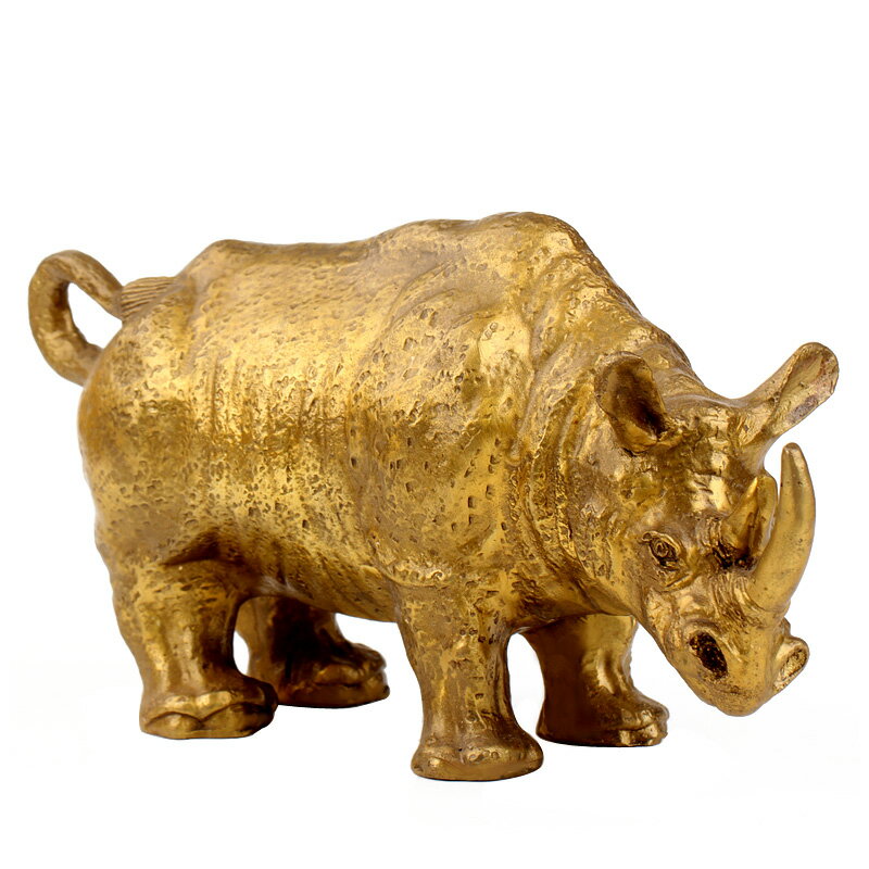 黃銅犀牛家居擺件母子犀牛銅工藝品風水擺設店鋪辦公室飾品