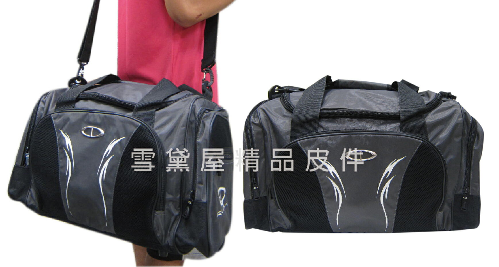 <br/><br/>  ~雪黛屋~TaTi 旅行袋運動袋中容量防水尼龍布材質U型大開口30kg測試壓扁收手提肩背斜側背附長背帶T8061<br/><br/>