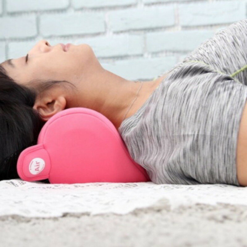 強強滾p-KN-06專利免電力空氣枕芯氣囊自動充氣樂肩伸展頸枕-蜜桃粉