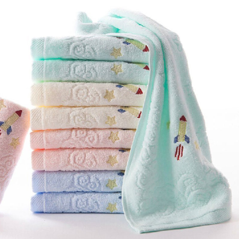 滿5條 金號兒童毛巾純棉卡通柔軟吸水嬰兒寶寶家用長方洗臉巾
