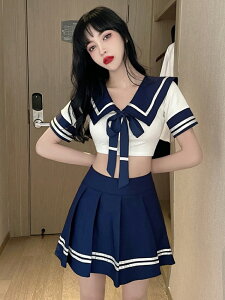 格格家 系女團JK制服性感水手服清純校服短款上衣+百褶短裙套裝