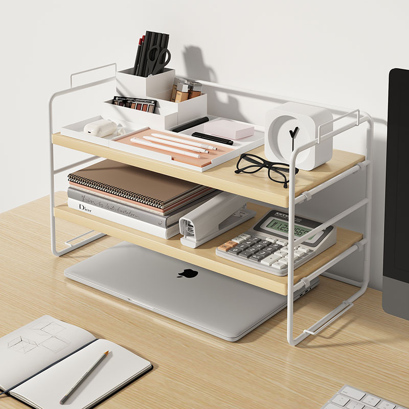 簡易桌上書架 簡易書架置物架辦公室桌面家用桌上收納架多層鐵藝書桌整理小架子【MJ16550】