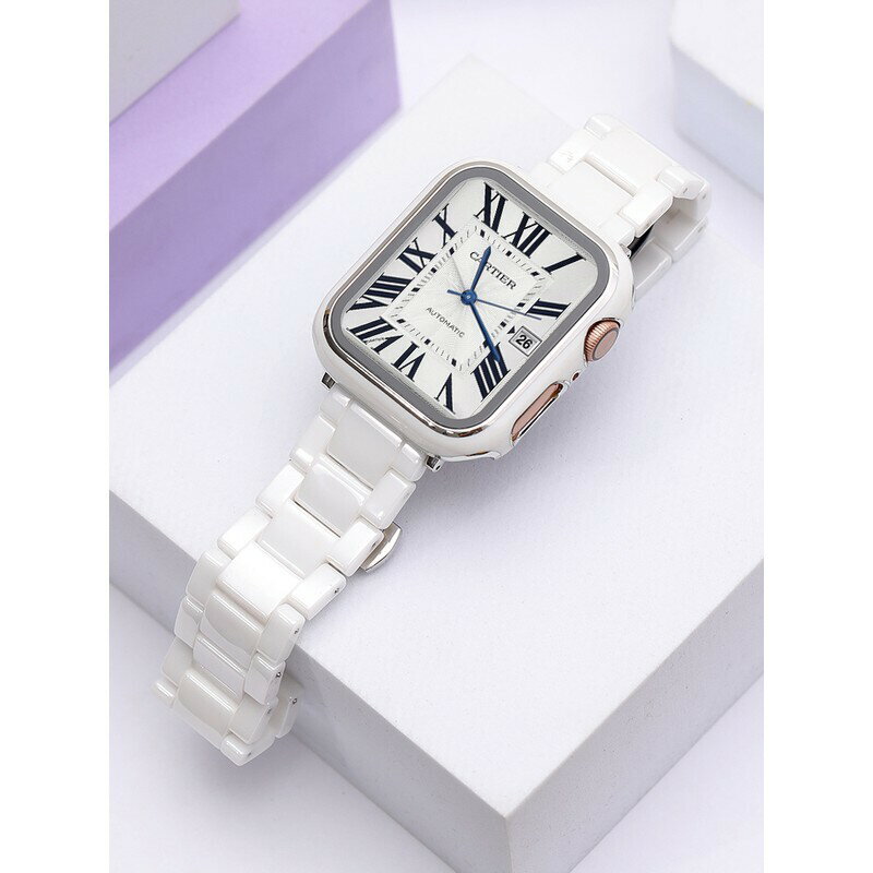 Apple Watch 女士陶瓷錶帶 三珠錶帶 IWatch8 SE S9 S10 45mm 41mm 46mm